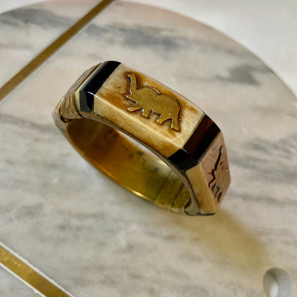 Vintage Brass Elephant Bracelet